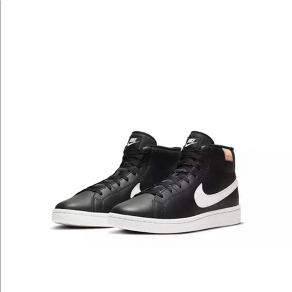 nike white & black court royale 2 mid trainers